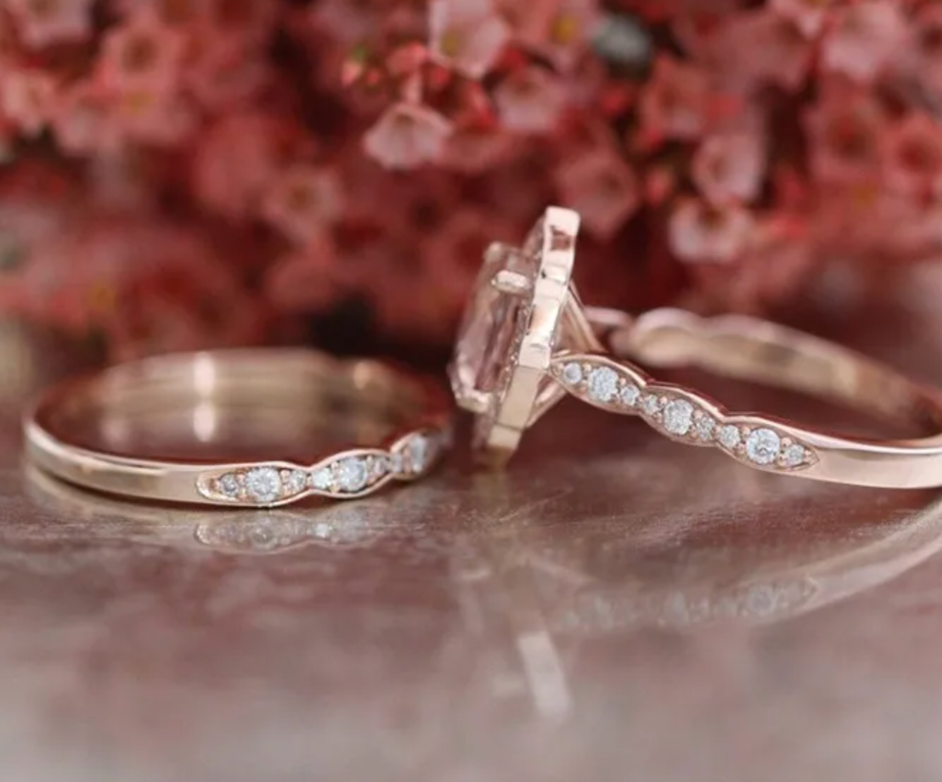 rose gold wedding ring set