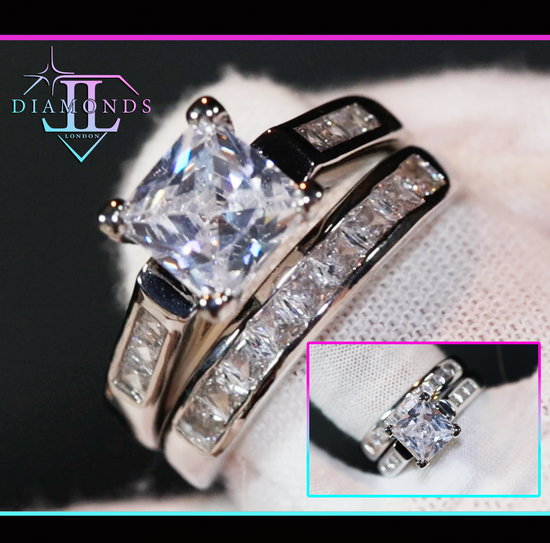 Princess Cut Engagement Ring Set | Womens Diamond Ring