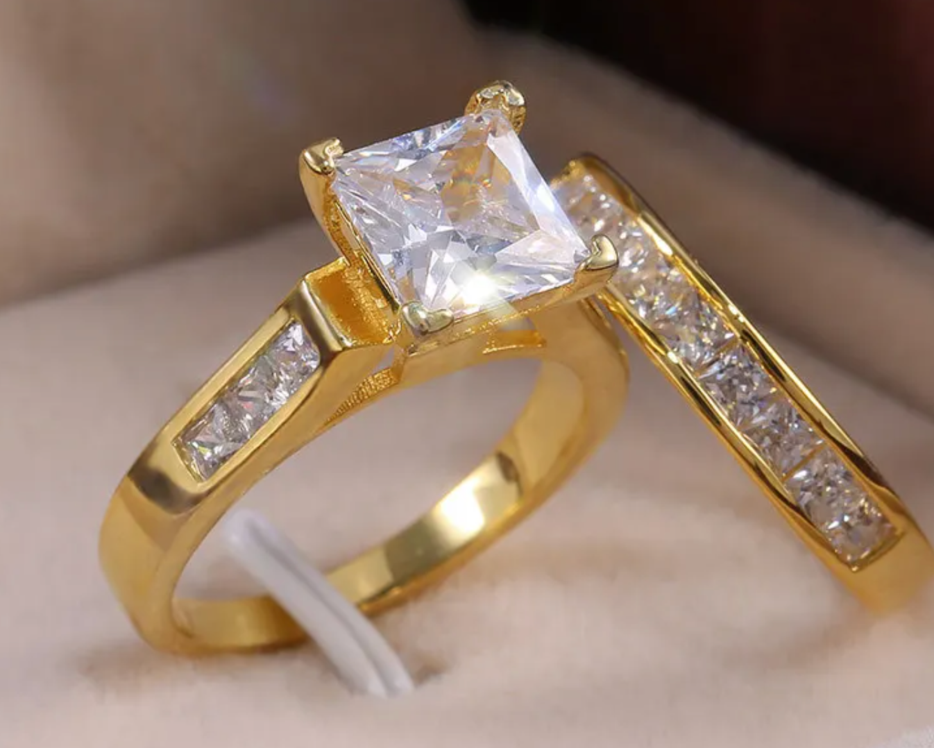 Gold Engagement Ring Set 