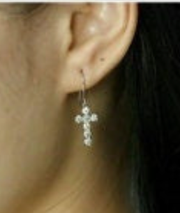 Womens Diamond Cross Earrings  | Cross Earrings Women | Cross Dangle Earrings | Womens Earrings