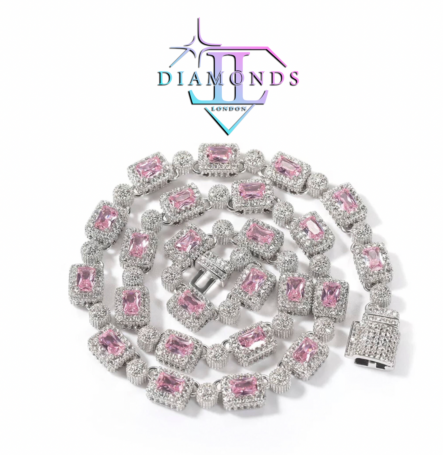 Pink Diamond Tennis Necklace