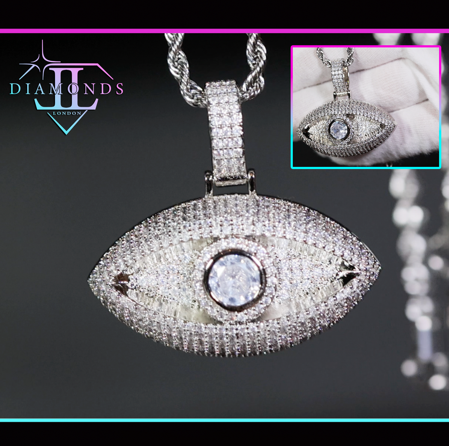 Diamond evil eye pendant