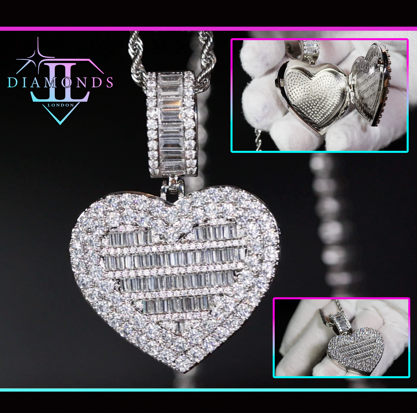 diamond heart locket pendant