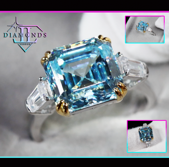 asscher blue diamond ring