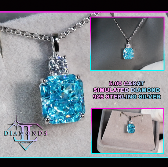 Blue Lab Grown Diamond Pendant