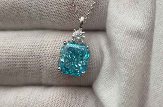 blue Crushed Diamond Pendant