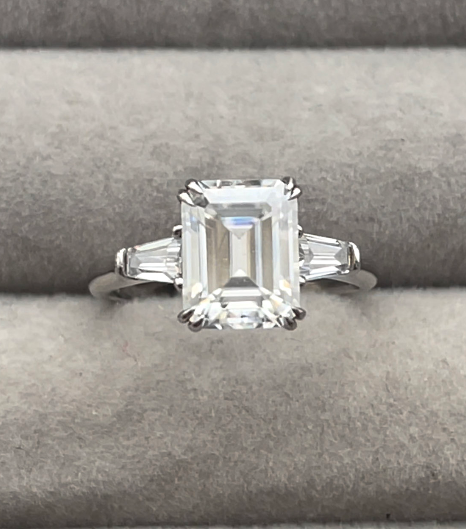 Womens Moissanite Diamond Engagement Ring | Emerald Cut Diamond Engagement Ring | Diamond Wedding Ring | Moissanite Ring