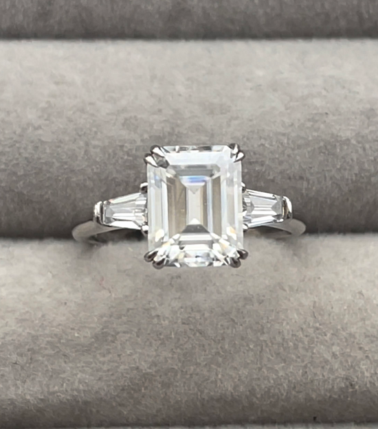 Womens Moissanite Diamond Engagement Ring | Emerald Cut Diamond Engagement Ring | Diamond Wedding Ring | Moissanite Ring