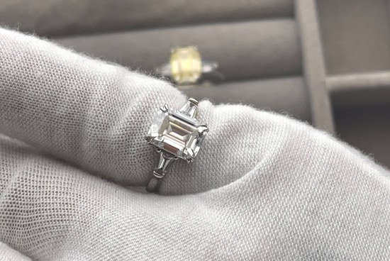 Womens Moissanite Diamond Engagement Ring | Emerald Cut Diamond Engagement Ring | Diamond Wedding Ring | Moissanite Ring