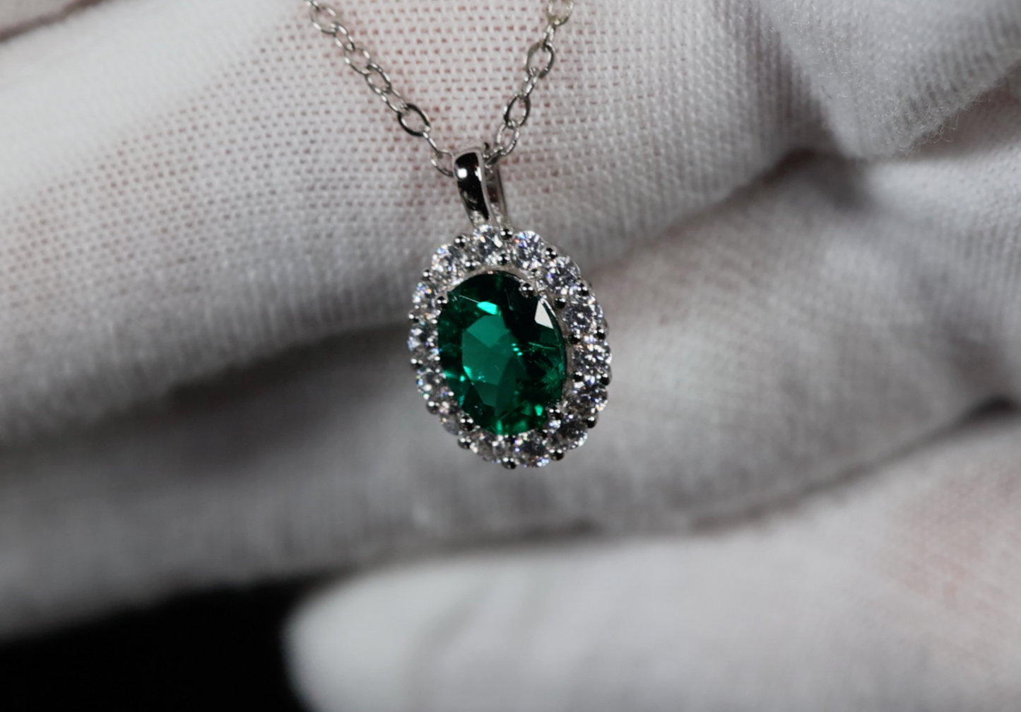 Colombian Emerald Necklace | Womens Lab Grown Emerald Necklace | Emerald Necklace | Green Diamond Pendant | Green Diamond Necklace | Emerald Pendant