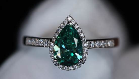 Green Moissanite Diamond Ring