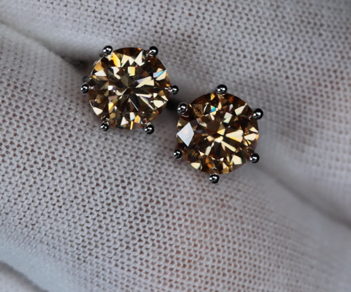 moissanite CHAMPAGNE DIAMOND EAR STUDS