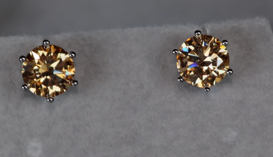 moissanite CHAMPAGNE DIAMOND EAR STUDS