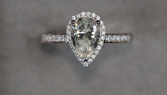 Pear Cut Moissanite Diamond Engagement Ring