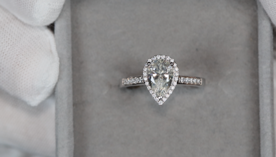 Moissanite Pear Cut Diamond Engagement Ring