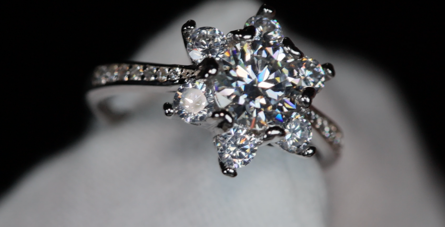 Moissanite Diamond Snowflake Ring | Moissanite Engagement Rings