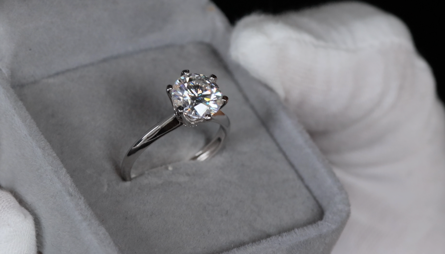 3.0ct Solitaire Diamond Ring | Womens Engagement Ring | Moissanite Diamond Ring