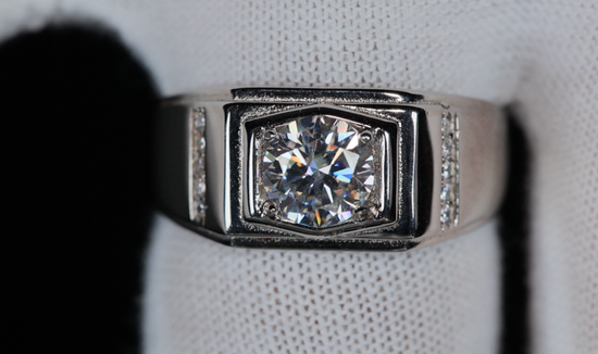 Mens Moissanite Rings | Mens Moissanite Diamond Wedding Ring