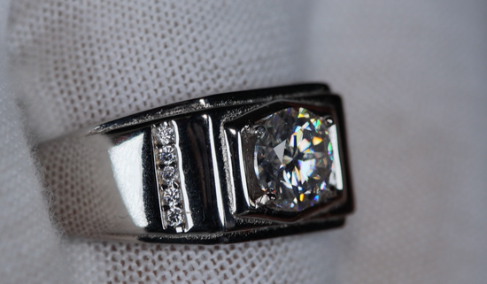 Mens Moissanite Rings | Mens Moissanite Diamond Wedding Ring