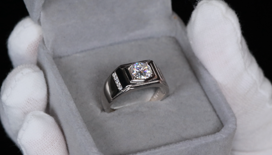 Mens Moissanite Diamond Wedding Ring