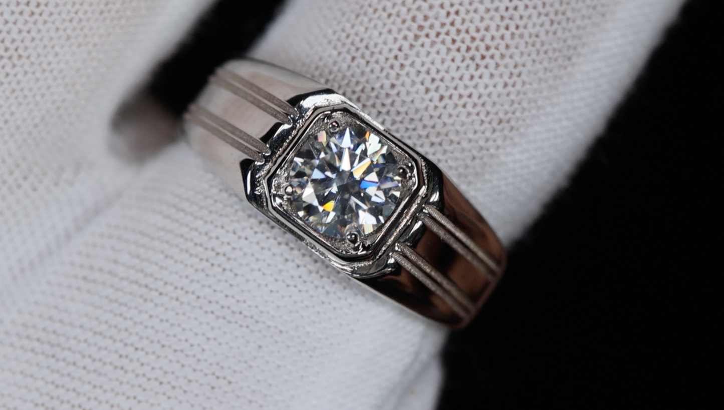 mens moissanite diamond ring