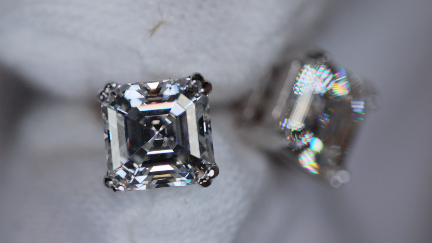 Asscher Cut Lab Diamond Ear Studs