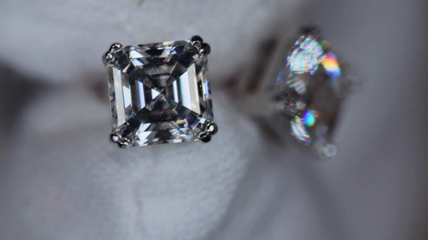 Asscher Cut Diamond Ear Studs