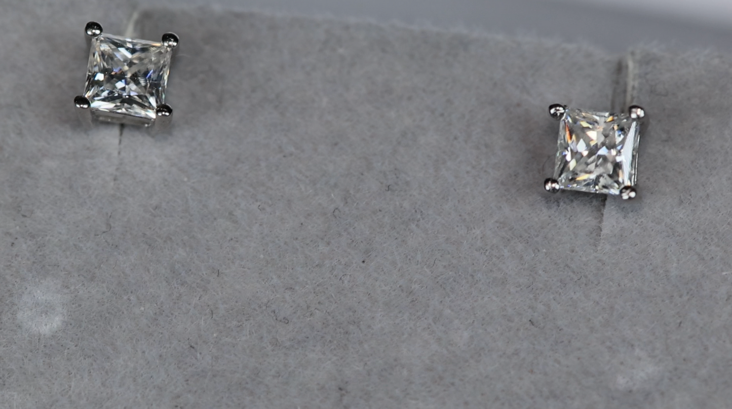 Princess Cut Diamond Ear Studs