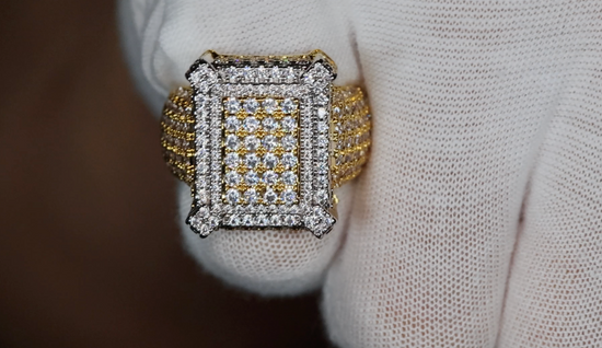 Mens Iced Out Ring | Mens Big Gold Diamond Rings | Gold Hip Hop Ring