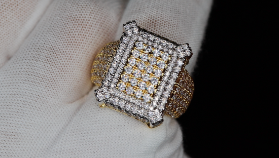 Mens Iced Out Ring | Mens Big Gold Diamond Rings | Gold Hip Hop Ring