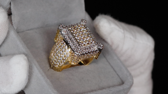 Mens Iced Out Ring | Mens Big Gold Diamond Rings | Gold Hip Hop Ring