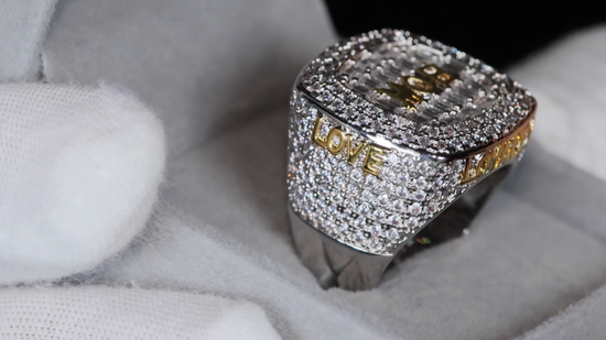 Mens Big Iced Out Ring | Iced Out Super Bowl Ring | Mens Hip Hop Rings