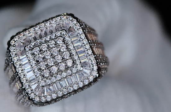 Big Hip Hop Ring | Mens Iced Out Rings | Mens Big Diamond Ring | Mens Baguette Diamond Ring