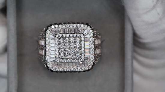 Big Hip Hop Ring | Mens Iced Out Rings | Mens Big Diamond Ring | Mens Baguette Diamond Ring