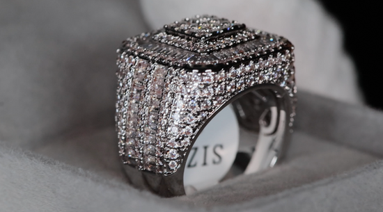 Big Hip Hop Ring | Mens Iced Out Rings | Mens Big Diamond Ring | Mens Baguette Diamond Ring