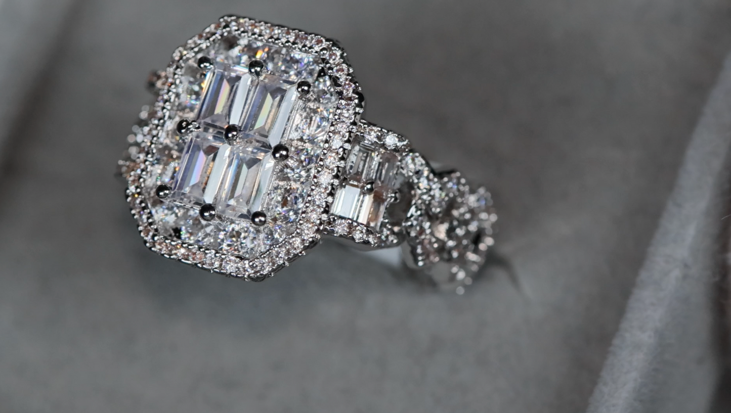 Big Diamond Eternity Ring | Iced Out Baguette Ring | Iced Ring