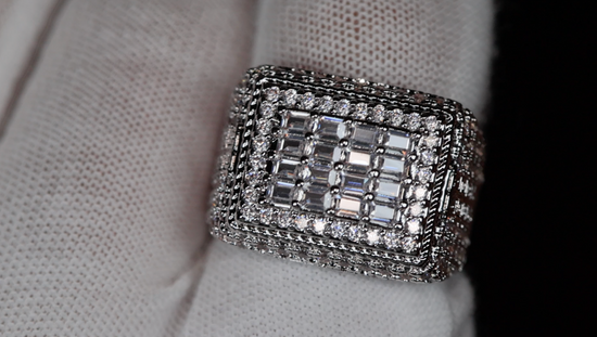 Mens Iced Out Rings | Mens Big Diamond Ring | Mens Baguette Diamond Ring