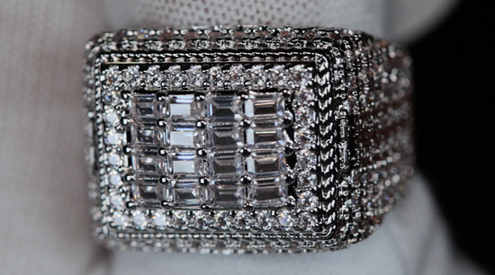 Mens Iced Out Rings | Mens Big Diamond Ring | Mens Baguette Diamond Ring