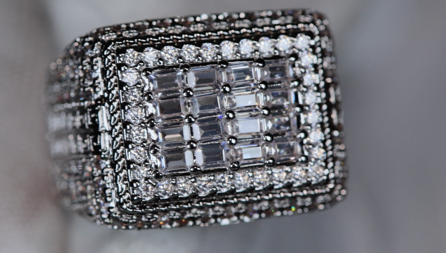 Mens Iced Out Rings | Mens Big Diamond Ring | Mens Baguette Diamond Ring