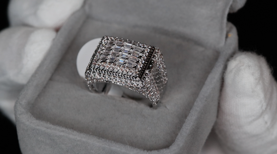 Mens Iced Out Rings | Mens Big Diamond Ring | Mens Baguette Diamond Ring