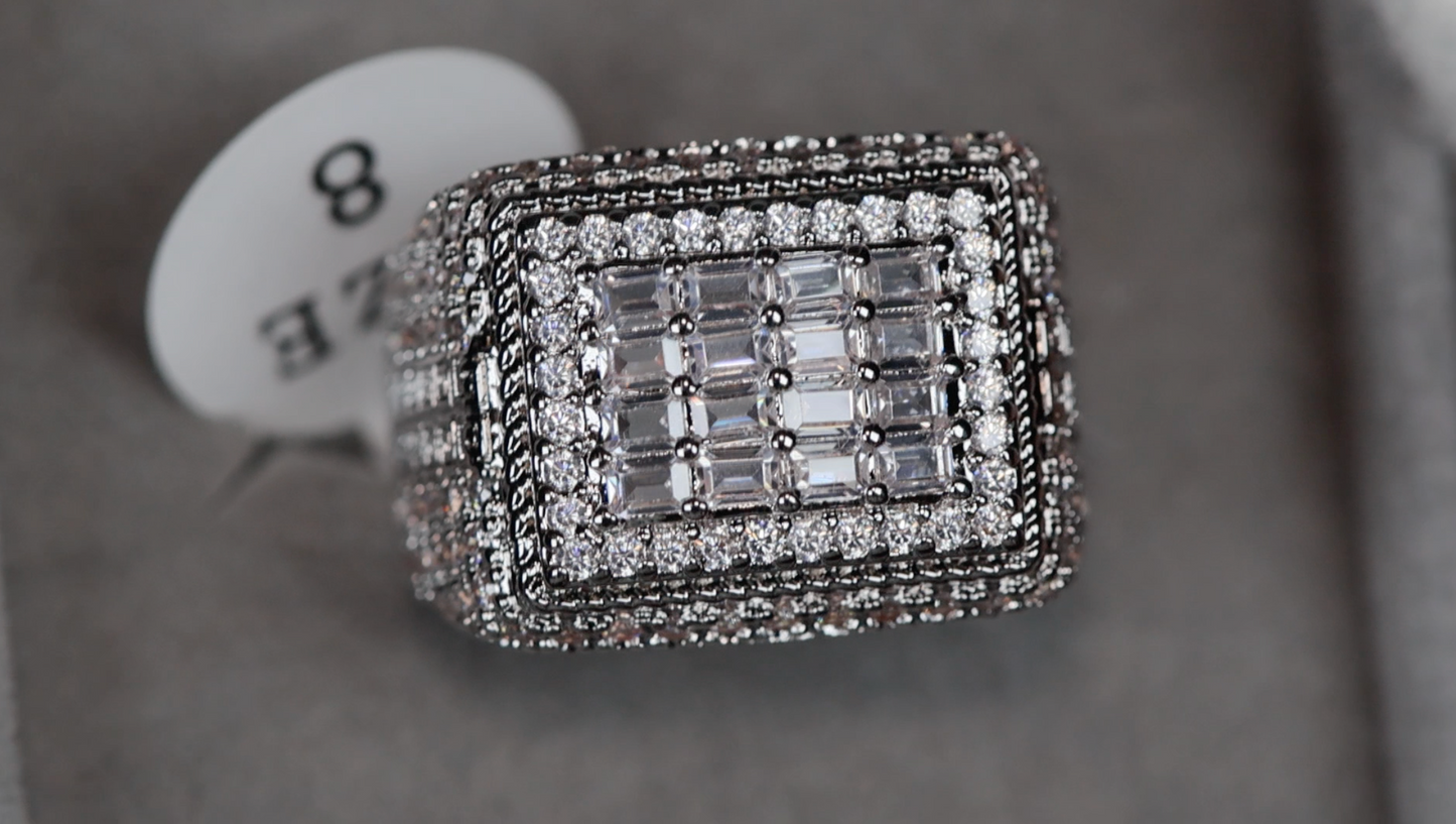 Mens Iced Out Rings | Mens Big Diamond Ring | Mens Baguette Diamond Ring