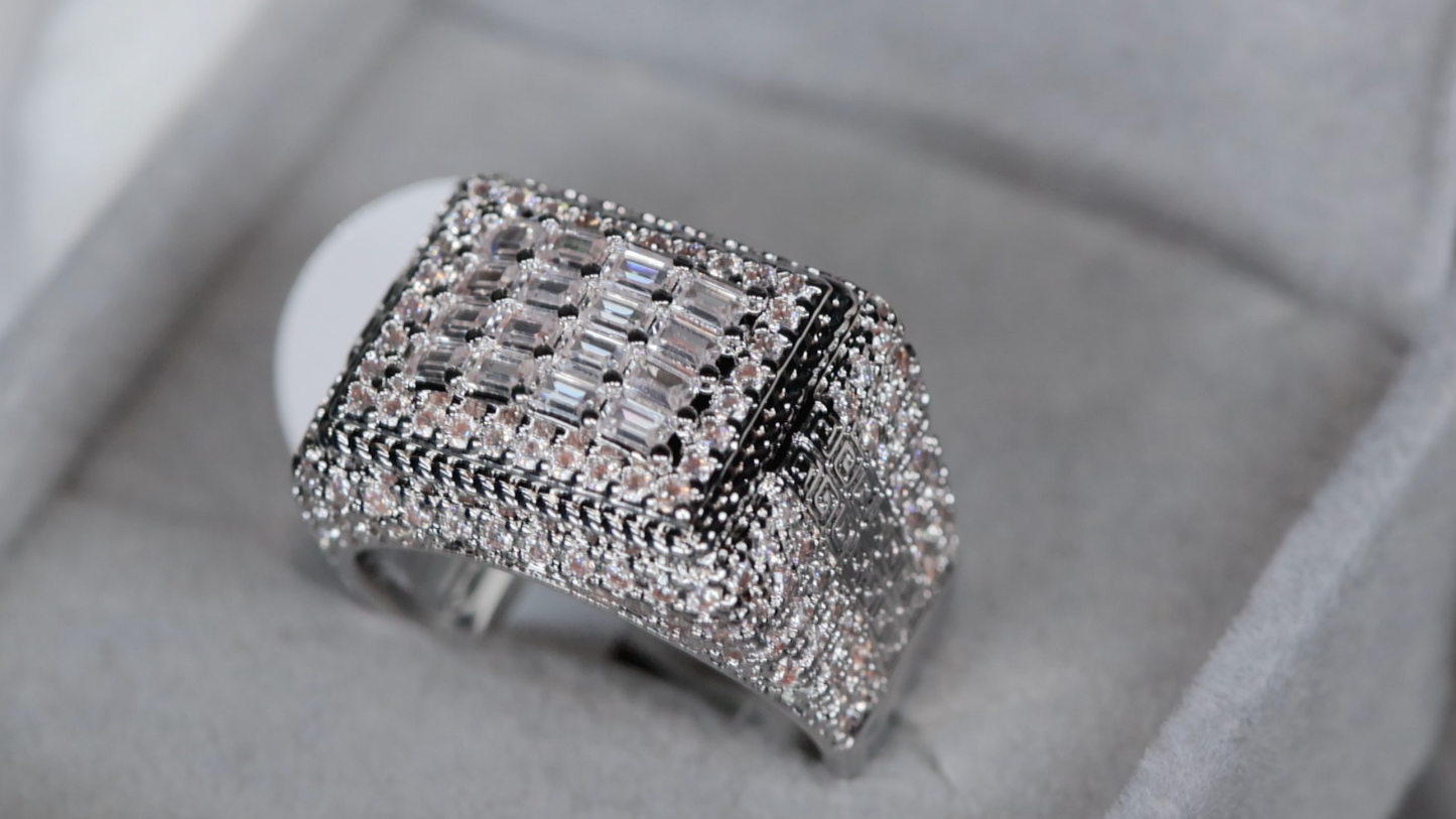 Mens Iced Out Rings | Mens Big Diamond Ring | Mens Baguette Diamond Ring