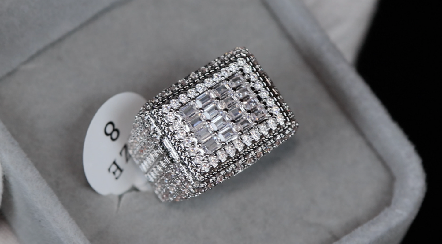 Mens Iced Out Rings | Mens Big Diamond Ring | Mens Baguette Diamond Ring