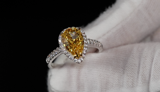 Yellow Pear Cut Engagement Ring