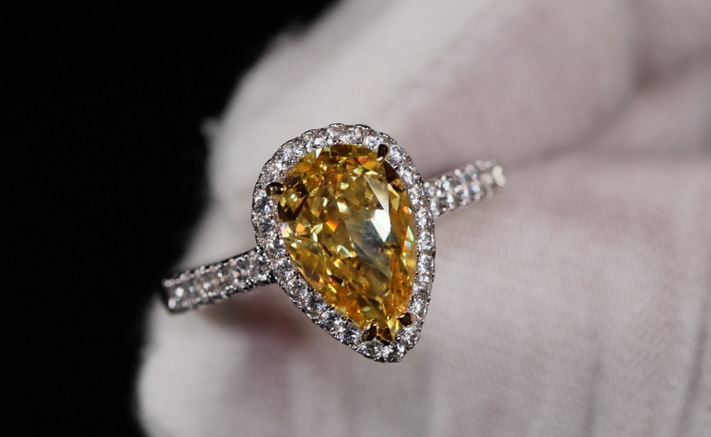 Yellow Pear Cut Diamond Engagement Ring