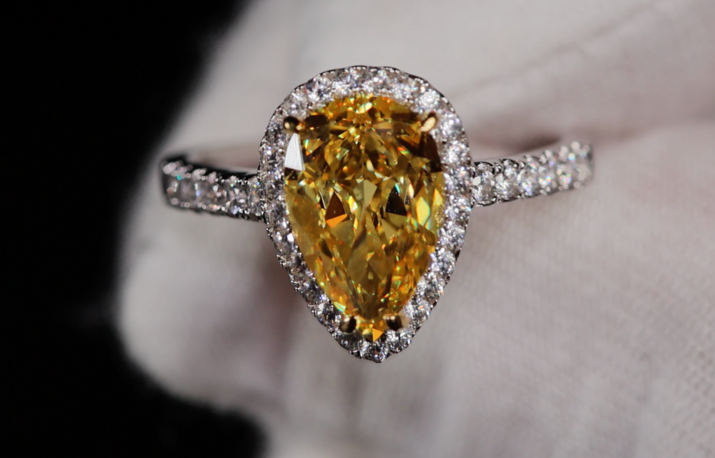 Yellow Pear Cut Diamond Engagement Ring