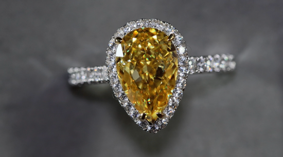 Yellow Pear Cut Engagement Ring