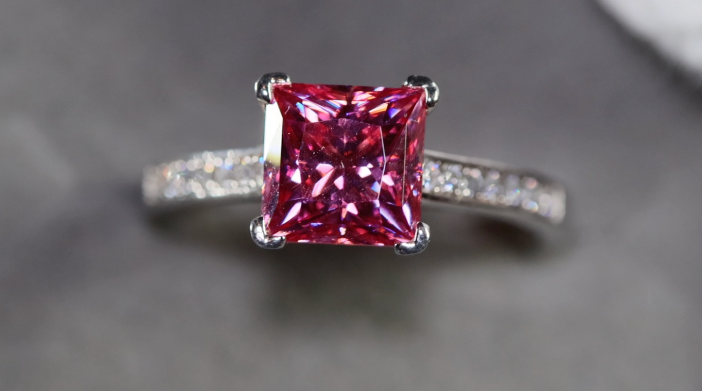 Pink Moissanite Engagement Ring