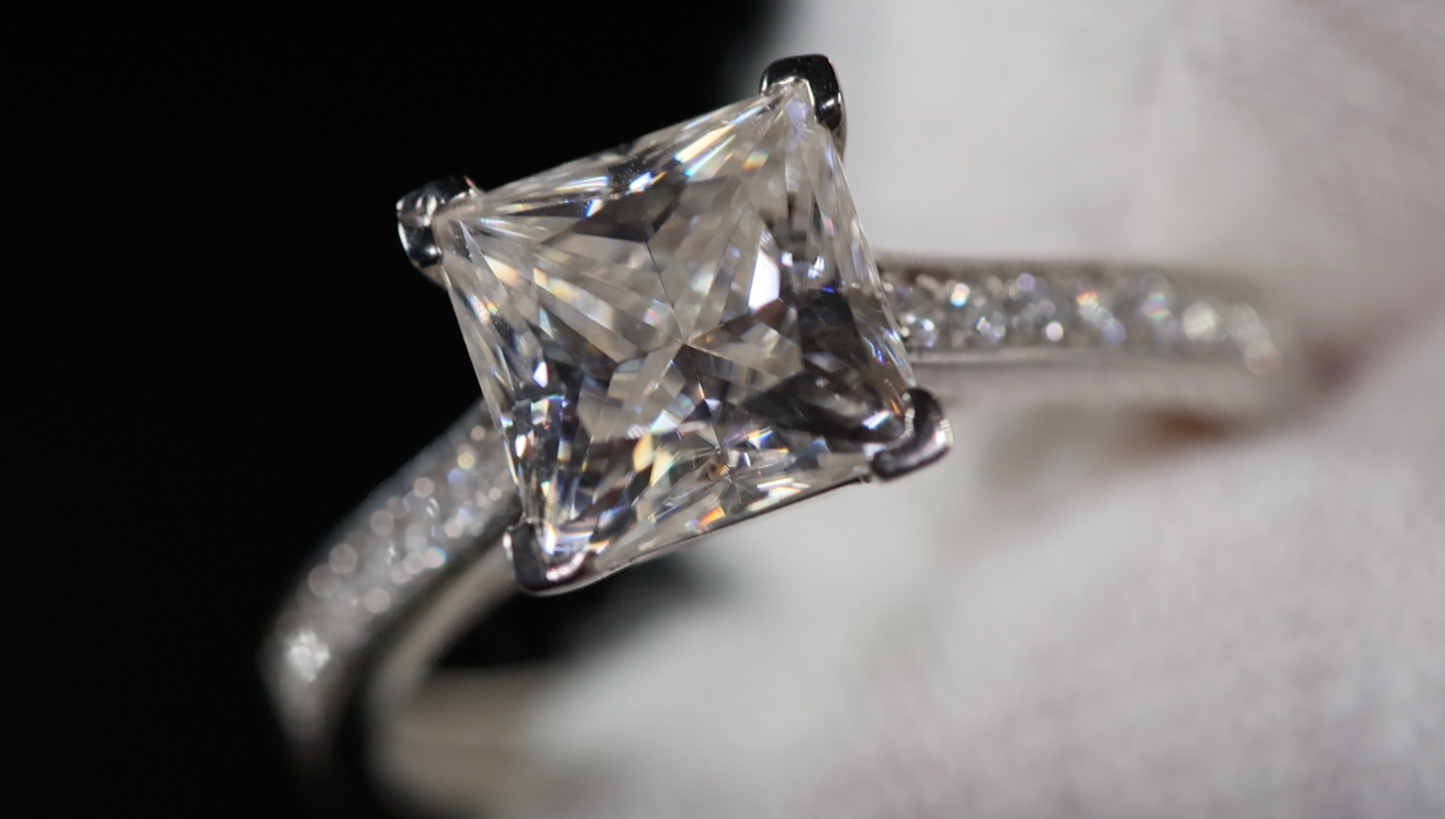 Moissanite Princess Cut Diamond Ring