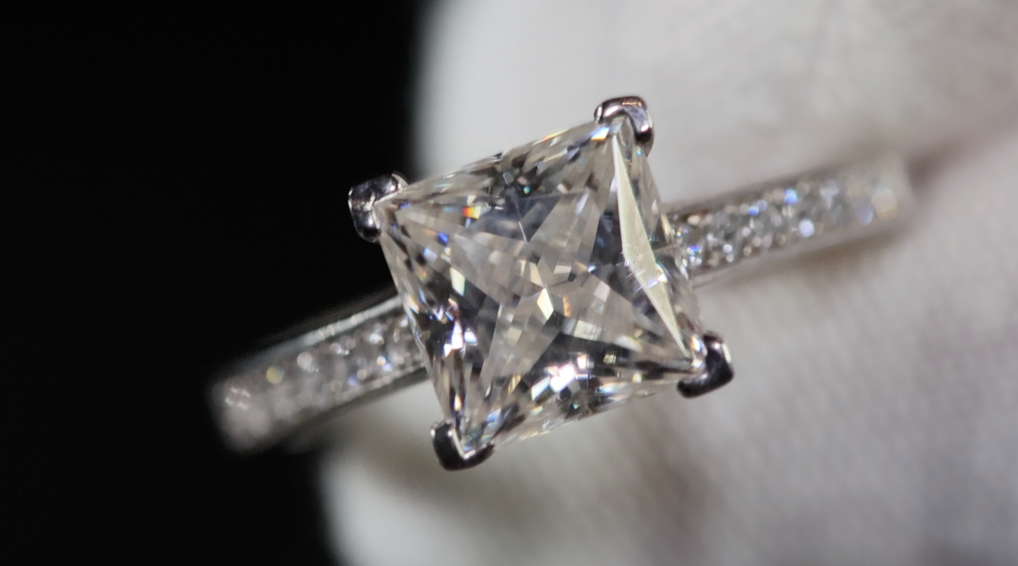 Moissanite Princess Cut Diamond Ring